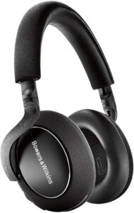 a black headphones with
